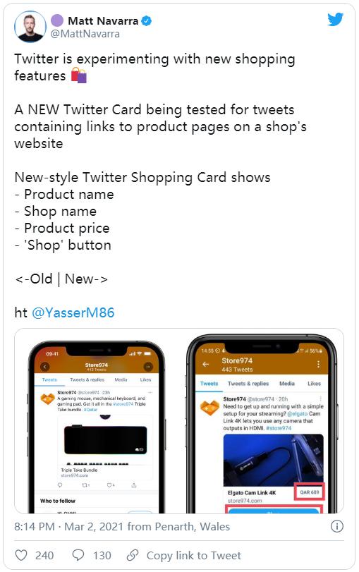 Finally caught up!  Twitter is testing new shopping features!