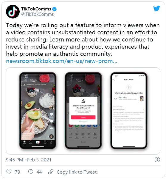 TikTok adds a warning label for "suspicious" videos to prevent the spread of harmful information